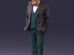 000508 Elegant Older Man with Pipe Stylish Gentleman Character 3d print ready 3D Print Model