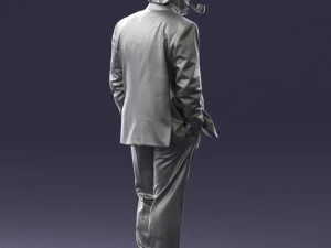 000508 Elegant Older Man with Pipe Stylish Gentleman Character 3d print ready 3D Print Model