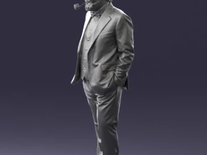 000508 Elegant Older Man with Pipe Stylish Gentleman Character 3d print ready 3D Print Model