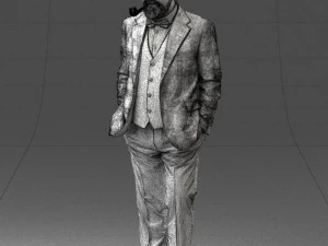 000508 Elegant Older Man with Pipe Stylish Gentleman Character 3d print ready 3D Print Model