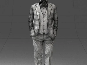 000508 Elegant Older Man with Pipe Stylish Gentleman Character 3d print ready 3D Print Model