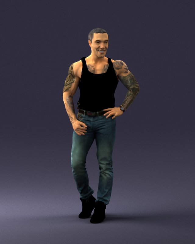 man in t-shirt 0174 Modèle 3D .c4d .max .obj .3ds .fbx .stl .blend 