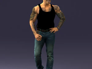 000510 Tattooed Man Standing Urban Male Character 3D Model