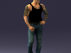 000510 Tattooed Man Standing Urban Male Character 3D Model