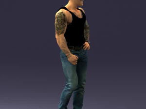 000510 Tattooed Man Standing Urban Male Character 3D Model