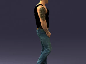 000510 Tattooed Man Standing Urban Male Character 3D Model