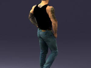 000510 Tattooed Man Standing Urban Male Character 3D Model