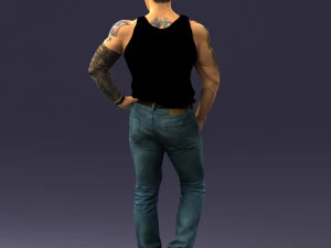 000510 Tattooed Man Standing Urban Male Character 3D Model