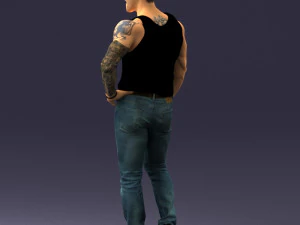 000510 Tattooed Man Standing Urban Male Character 3D Model