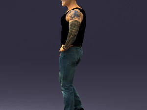 000510 Tattooed Man Standing Urban Male Character 3D Model