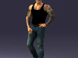 000510 Tattooed Man Standing Urban Male Character 3D Model