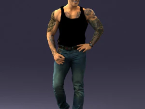 000510 Tattooed Man Standing Urban Male Character 3D Model