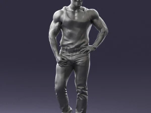 000510 Tattooed Man Standing Urban Male Character 3D Model