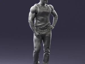 000510 Tattooed Man Standing Urban Male Character 3D Model
