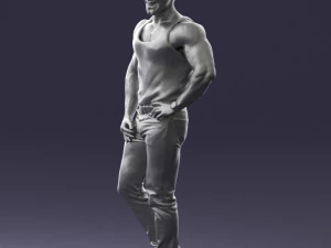 000510 Tattooed Man Standing Urban Male Character 3D Model