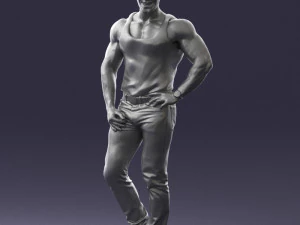 000510 Tattooed Man Standing Urban Male Character 3D Model