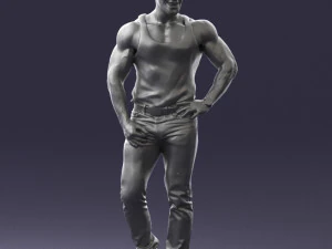 000510 Tattooed Man Standing Urban Male Character 3D Model