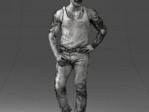 000510 Tattooed Man Standing Urban Male Character 3D Model