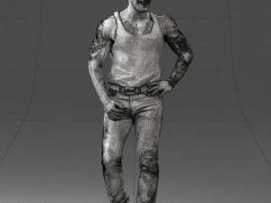 000510 Tattooed Man Standing Urban Male Character 3D Model