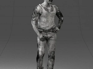 000510 Tattooed Man Standing Urban Male Character 3D Model