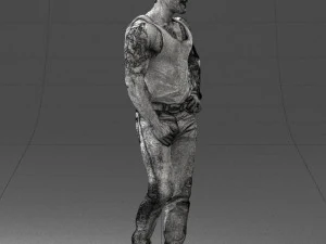 000510 Tattooed Man Standing Urban Male Character 3D Model