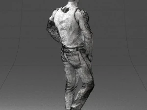 000510 Tattooed Man Standing Urban Male Character 3D Model