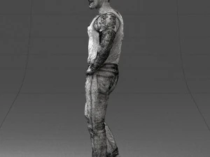 000510 Tattooed Man Standing Urban Male Character 3D Model