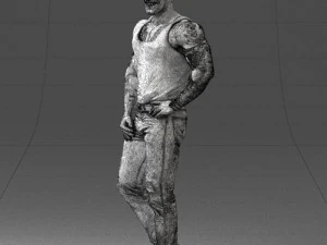 000510 Tattooed Man Standing Urban Male Character 3D Model