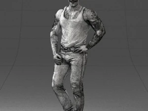 000510 Tattooed Man Standing Urban Male Character 3D Model