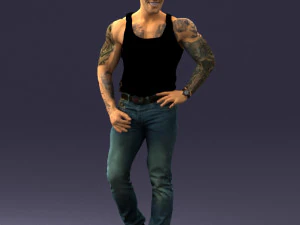 000510 Tattooed Man Standing Urban Male Character 3D Print Model
