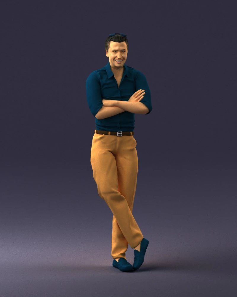 000511 Casual Stylish Man Standing Confident Male Character 3D Model .c4d .max .obj .3ds .fbx .stl .blend 