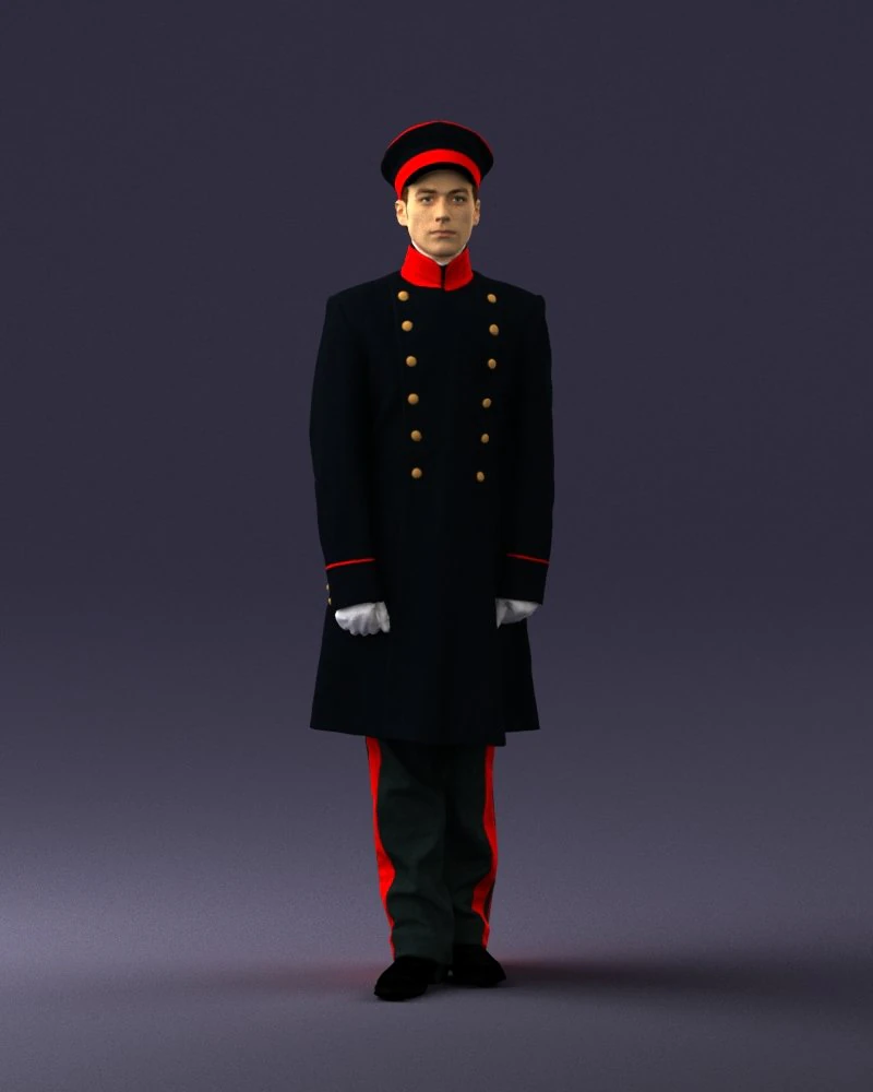 000515 Uniformed Doorman Character Hotel Staff or Guard 3d print ready 3D Print Model .c4d .max .obj .3ds .fbx .stl .blend 