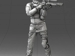 000516 Sport Shooter Character with Rifle Competitive Shooting Athlete 3d print ready 3D Print Model