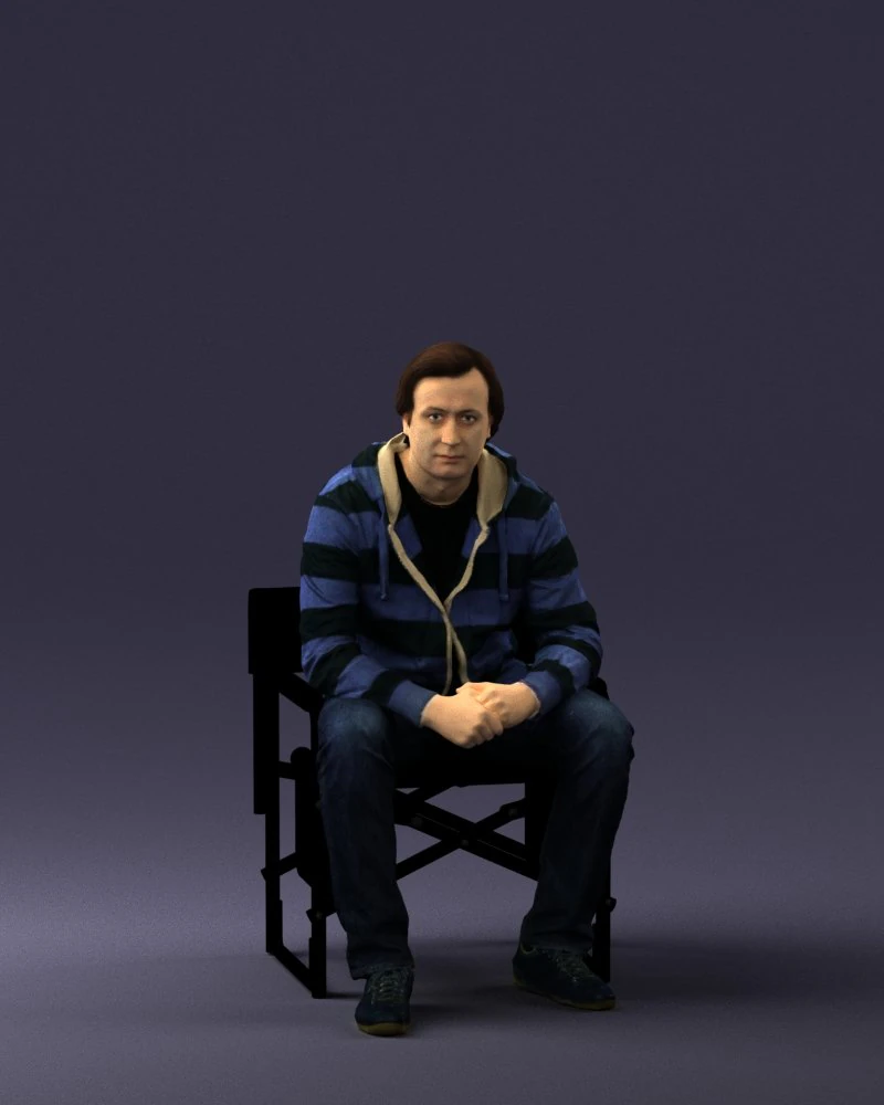 000518 Seated Man Character on Chair Casual Male Pose 3D Model .c4d .max .obj .3ds .fbx .stl .blend 