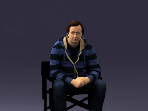 000518 Seated Man Character on Chair Casual Male Pose 3D Model