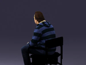 000518 Seated Man Character on Chair Casual Male Pose 3D Model