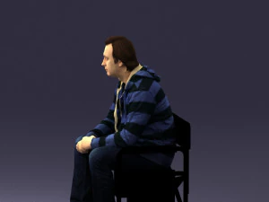 000518 Seated Man Character on Chair Casual Male Pose 3D Model