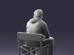 000518 Seated Man Character on Chair Casual Male Pose 3D Model