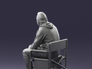 000518 Seated Man Character on Chair Casual Male Pose 3D Model