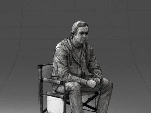 000518 Seated Man Character on Chair Casual Male Pose 3D Model