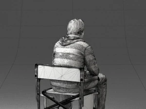 000518 Seated Man Character on Chair Casual Male Pose 3D Model