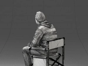 000518 Seated Man Character on Chair Casual Male Pose 3D Model