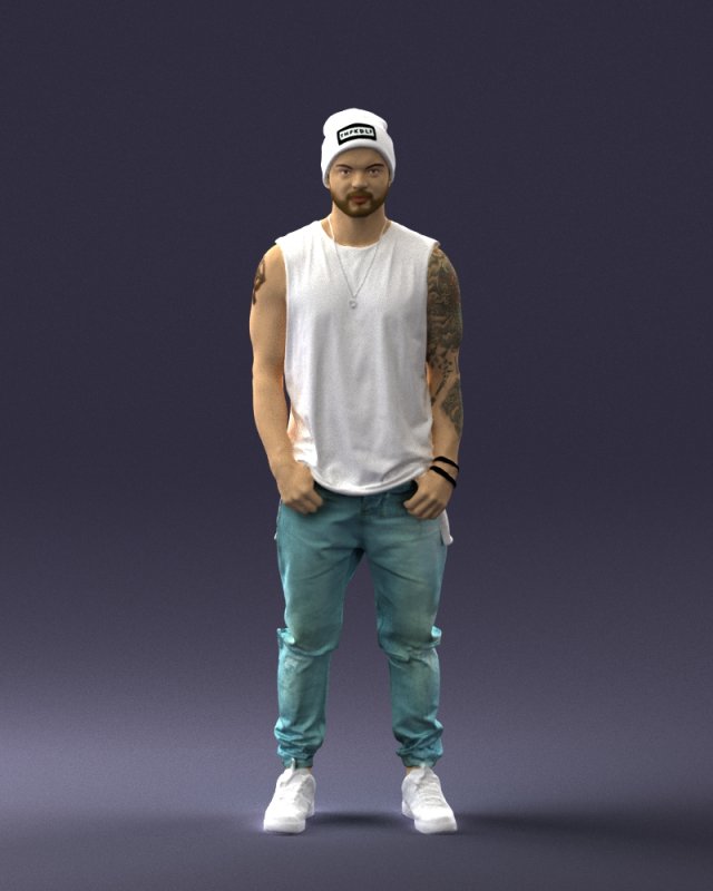 man in white t-shirt 0184 3D Model .c4d .max .obj .3ds .fbx .stl .blend 