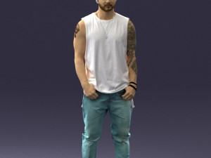 man in white t-shirt 0184 3D Model