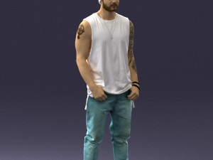 man in white t-shirt 0184 3D Model