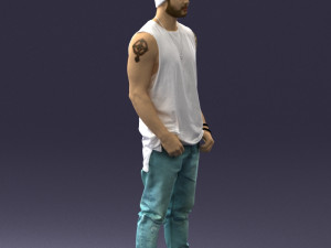 man in white t-shirt 0184 3D Model