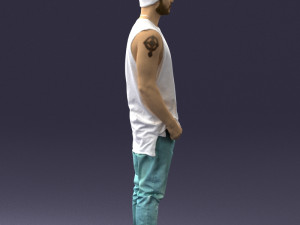 man in white t-shirt 0184 3D Model