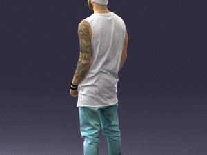 man in white t-shirt 0184 3D Model