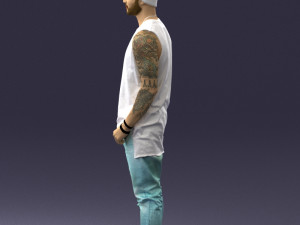 man in white t-shirt 0184 3D Model