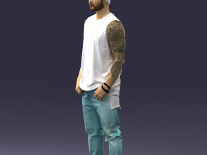 man in white t-shirt 0184 3D Model